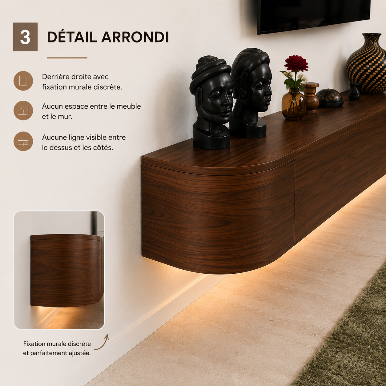 Meuble TV arrondis