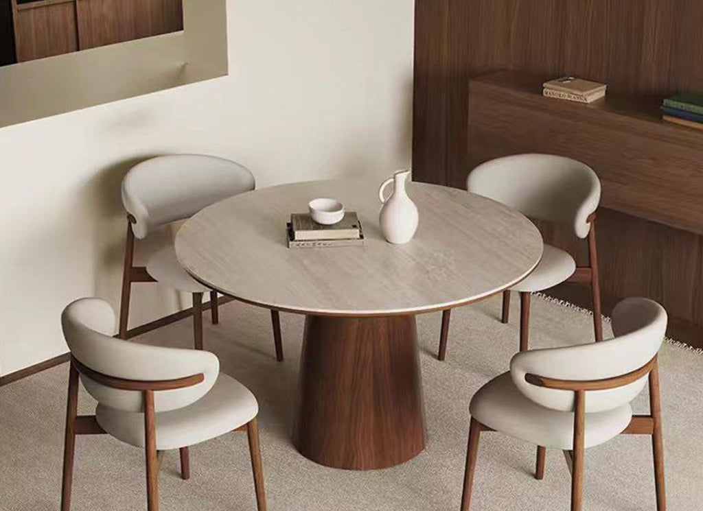 Table à Manger Ronde Travertin + 4 Chaises