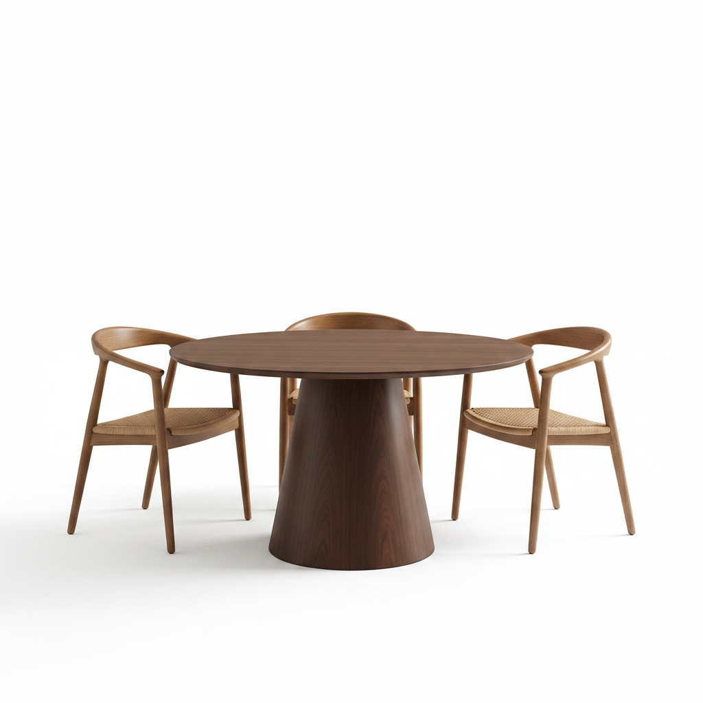 Table Ronde + Chaises - Fond blanc studio