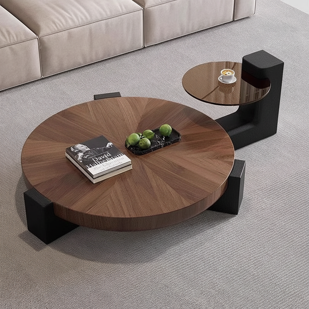 Table basse ronde vue de dessus