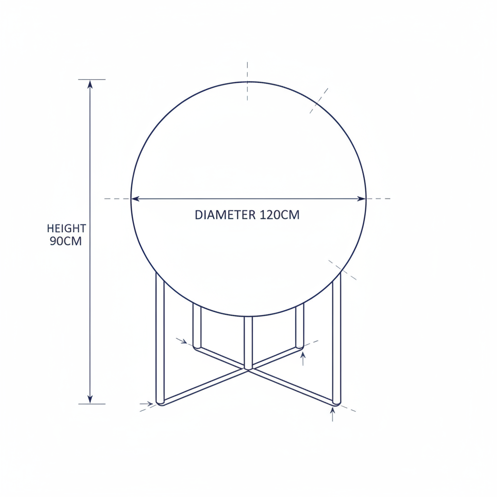 Table Ronde - Sketch dimensions Ø120cm × H90cm