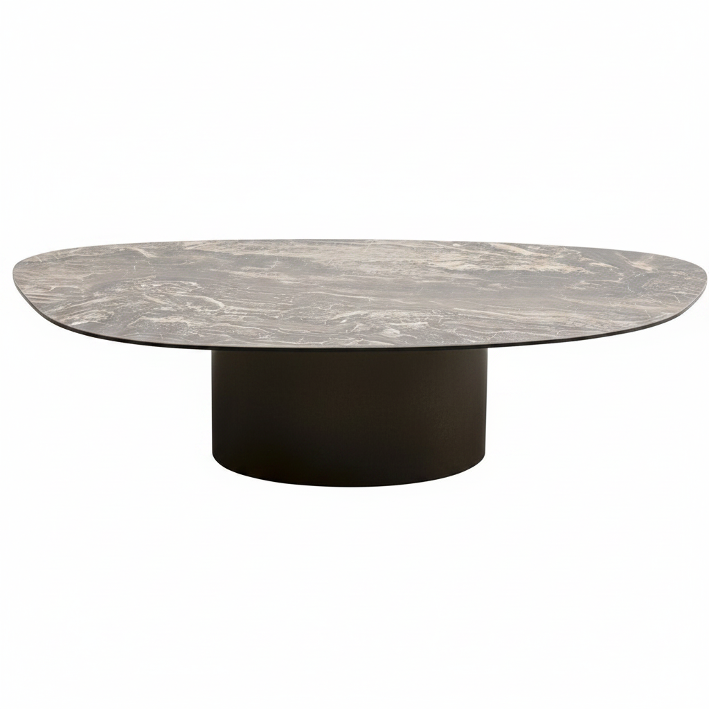 Table basse ovale vue de dessus